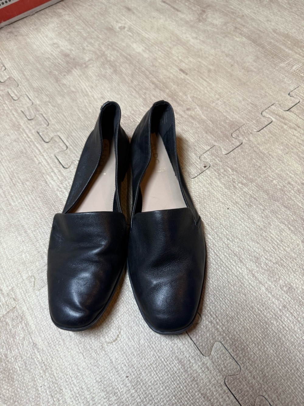 Aldo Black Leather Slip-On Loafers